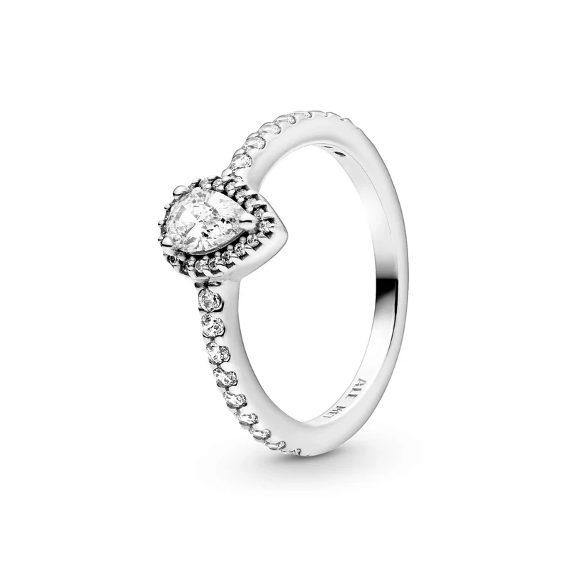 Pandora Klassischer Tropfen-Strahlenkranz Ring Silber Größe 54