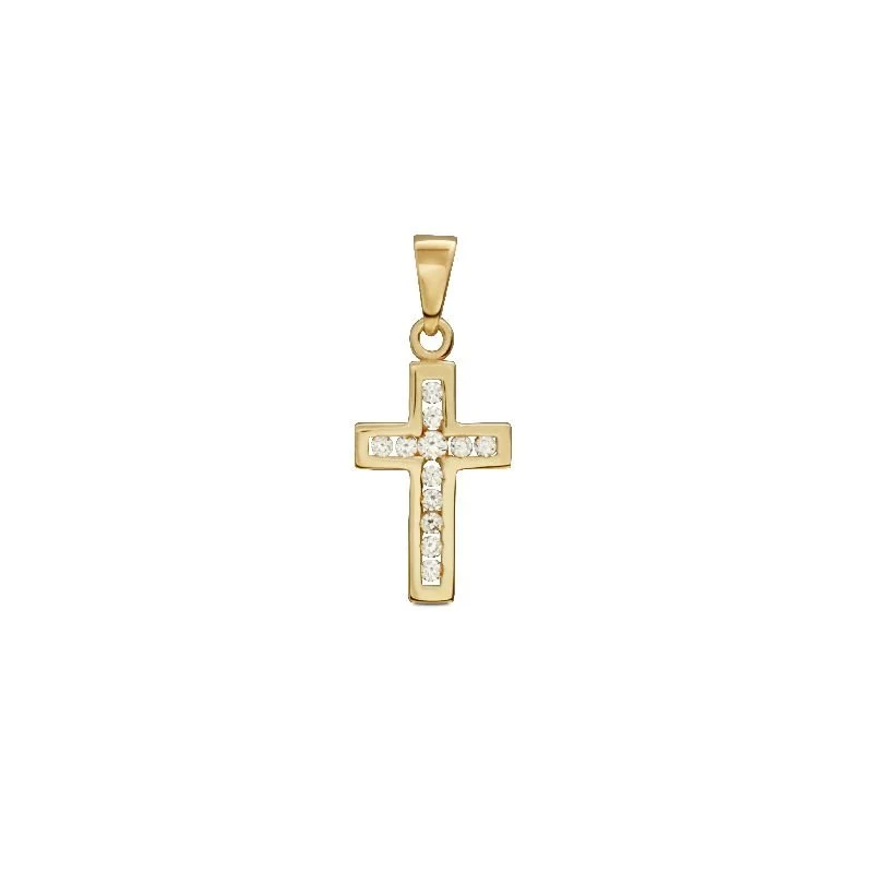 Damen Anhänger Kreuz Zirkonia Gold 802.1049