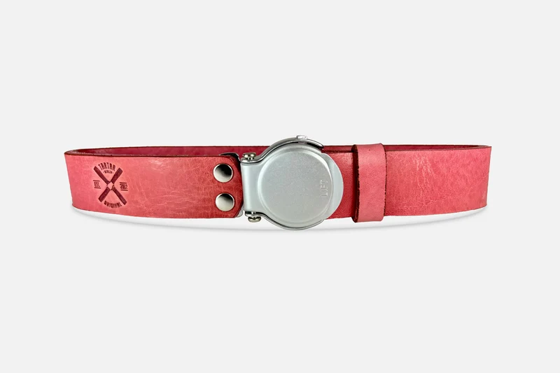 GÜRTEL RUNDSCHNALLE PINK/SILBER