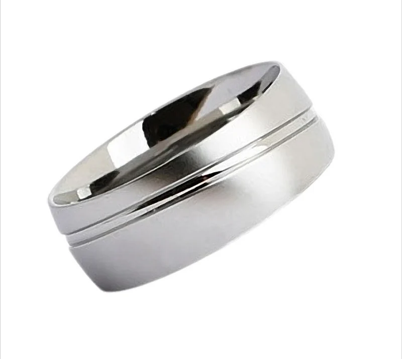 Steel Line Ring Bandring Partnerringmit Mittelrille aus Edelstahl, 8 mm breit