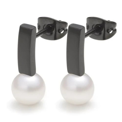 Monomania Pearl´s Kiss Damen Ohrstecker Süßwasserperlen schwarz 31779S