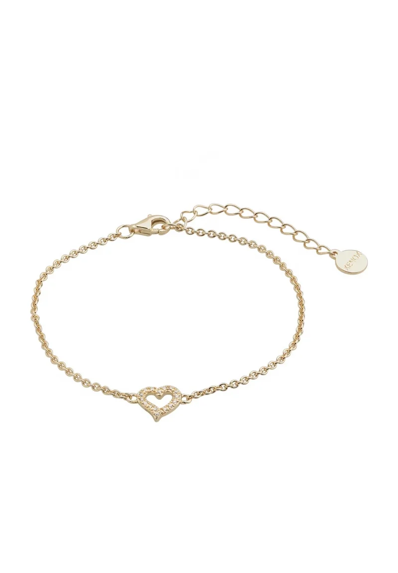 Xenox Damen Armband mit Zirkonia Herz Charm Anhänger Gold XS3413GN