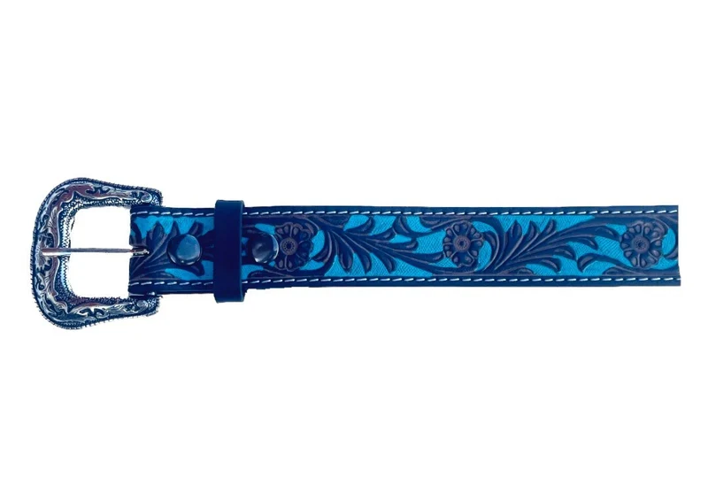 Ledergürtel „Turquoise Blossom“ Westerngürtel Leder – florales Must braun türkis