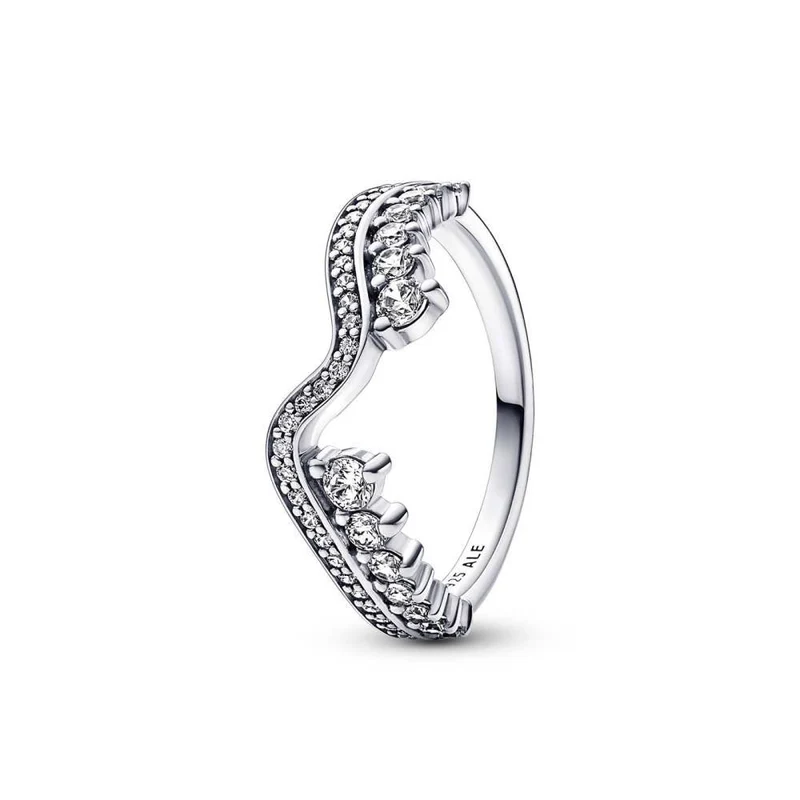 Damen Sparkling Asymmetric Wave Ring 192543C01-52