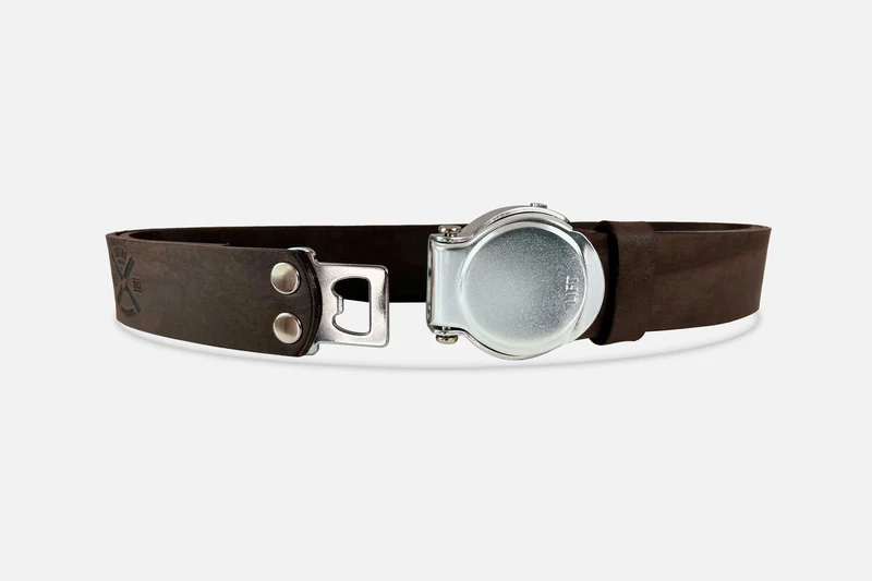 GÜRTEL RUNDSCHNALLE DARKBROWN/ROH SILBER