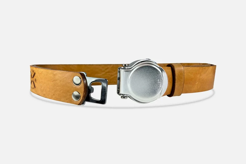 GÜRTEL RUNDSCHNALLE COGNAC LIGHT/ROH SILBER
