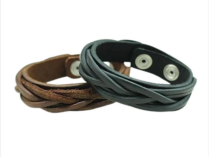 Nordic Weave Lederarmband geflochten, verstellbar – 1,5 cm breit