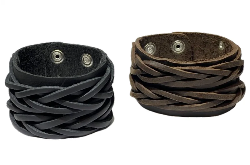 Nordic Wrap Breites Lederarmband geflochten – verstellbar