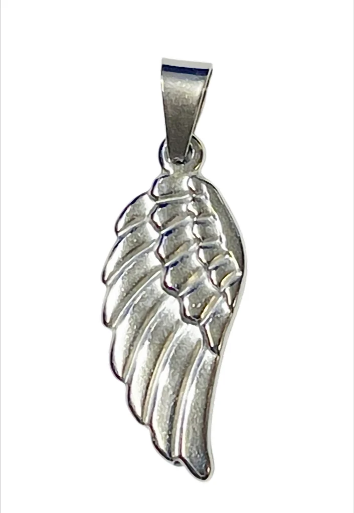 "Himmelsfeder" Anhänger Engelsflügel aus Edelstahl, ca. 35 x 14 mm