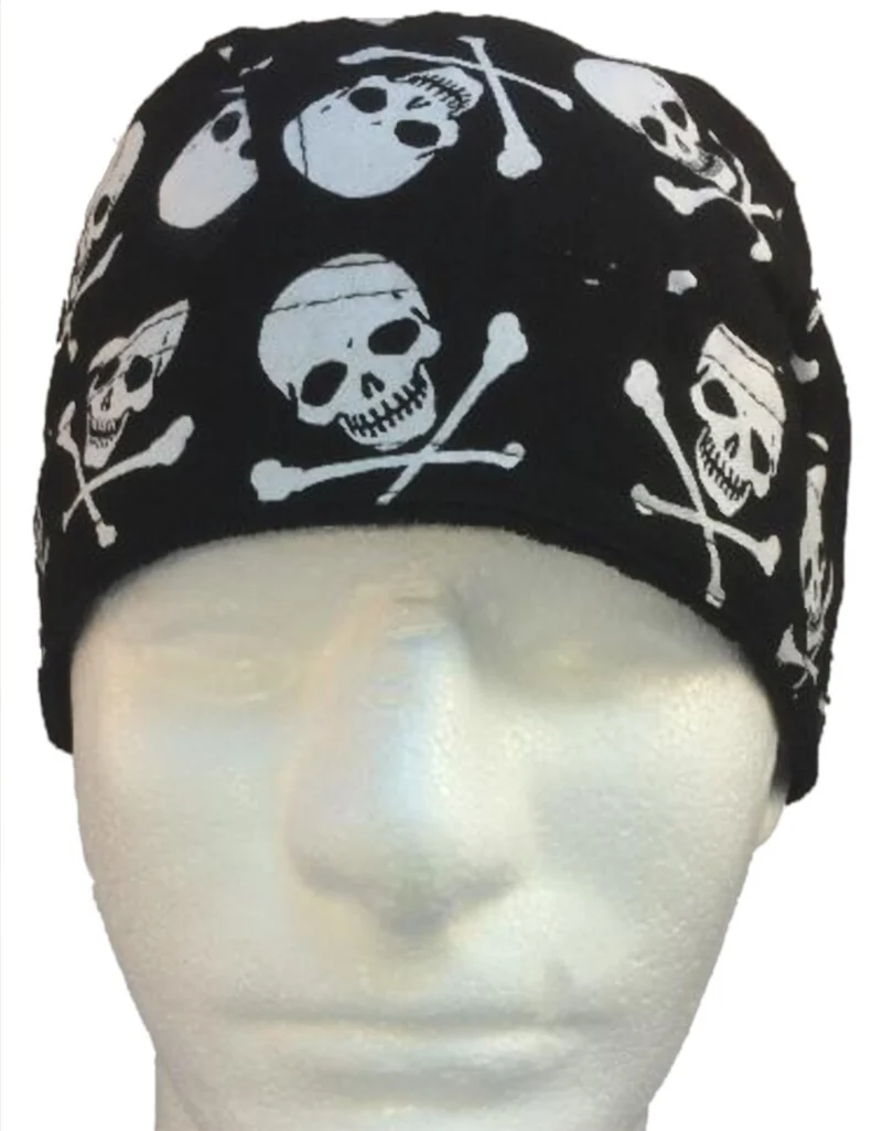 Piraten Skull Cap – Totenkopf Design Do-Rag Head Bandana Cap Kopftuch Baumwolle