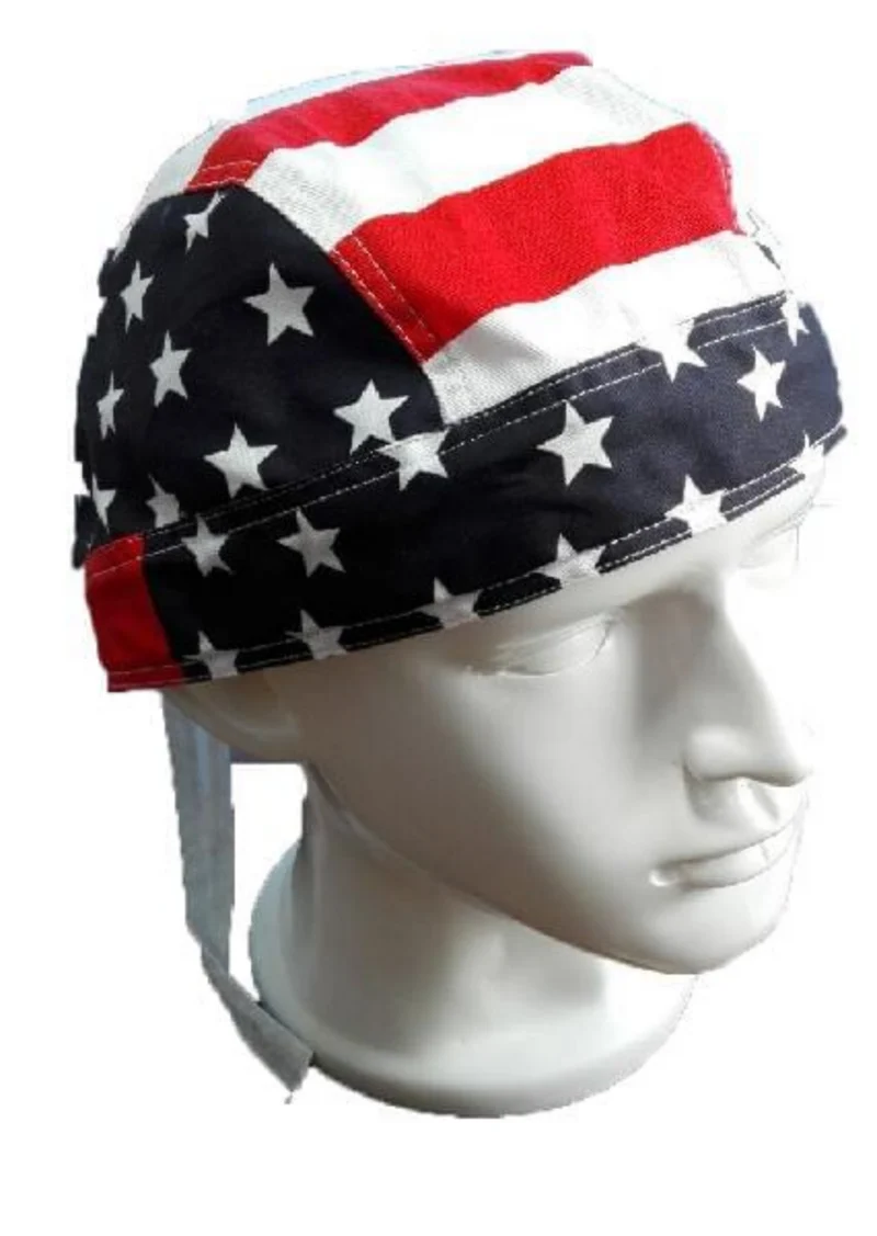 American Flag Do-Rag Bandana Kopftuch, USA-Flagge, Baumwolle mit Schweißband