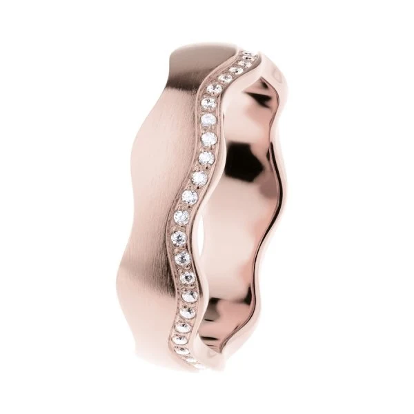 Ernstes Design Damen Wellenring Zirkonia Reihe Größe 57 Rosegold R559-57