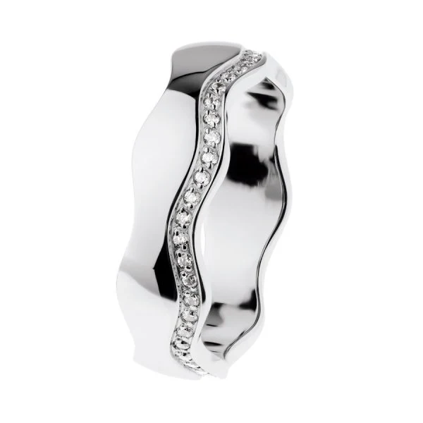 Ernstes Design Damen Wellenring Evia mit Zirkonia Reihe Größe 57 Silber R557-57