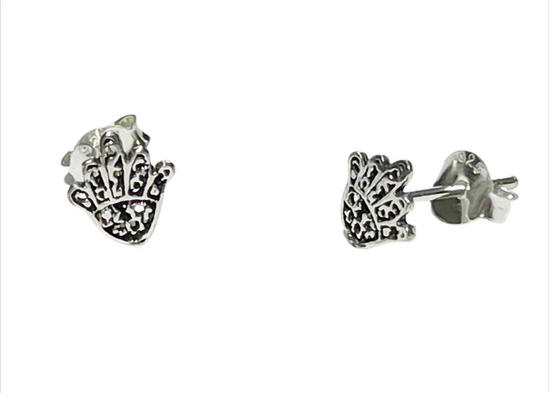 „HamsaLight“ Fatimas Hand Ohrstecker 925er Silber – ca. 7 x 6 mm