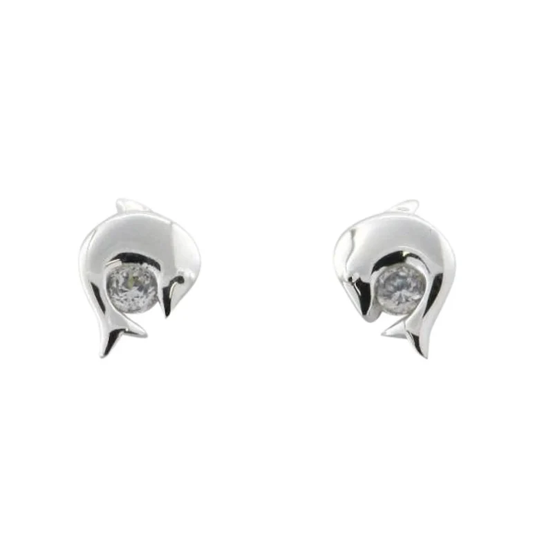 Mädchen Ohrstecker mit Delfinen und Zirkonia Silber 5.1309.R