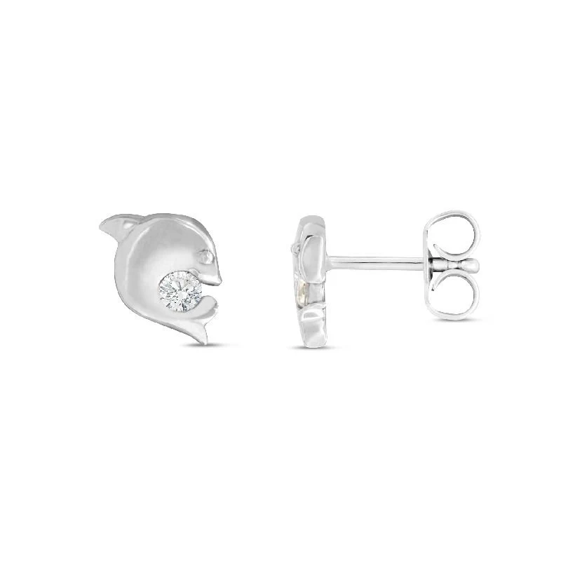 Mädchen Ohrstecker mit Delfinen und Zirkonia Silber 5.1309.R