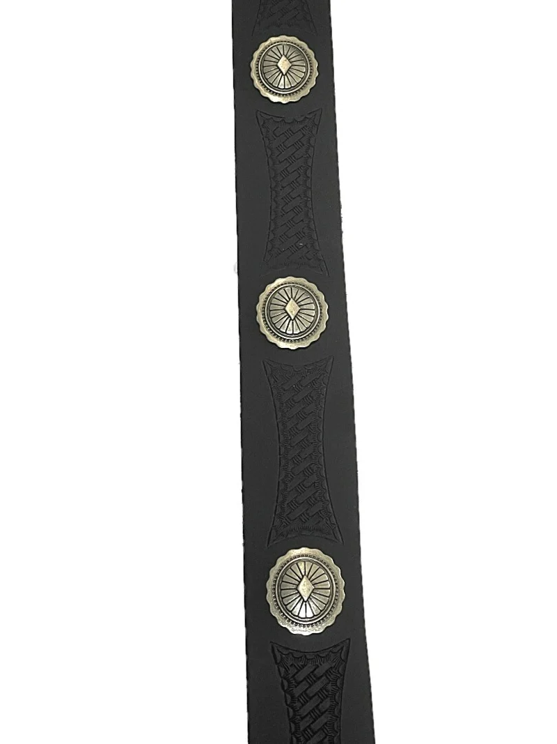 Brauner gemusterter Westerngürtel Wechselgürtel mit silbernen Conchos besetzt