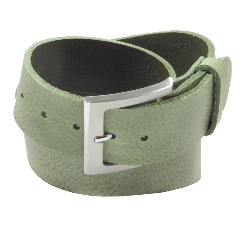 Ledergürtel 4 cm breit mint grün Rindsleder