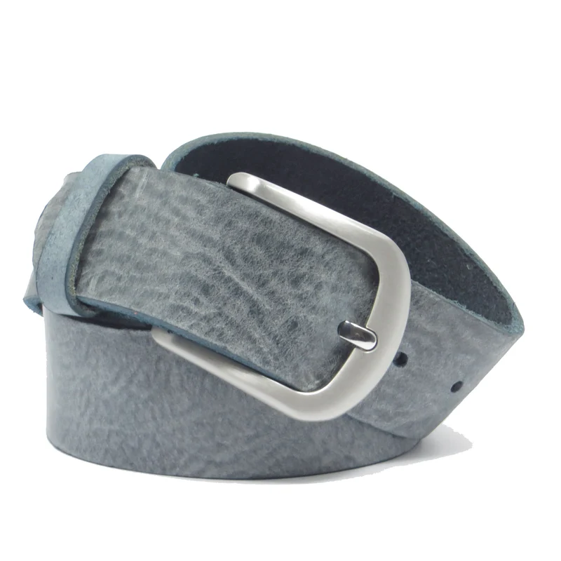 Ledergürtel 4 cm breit Jeans blau Rindsleder