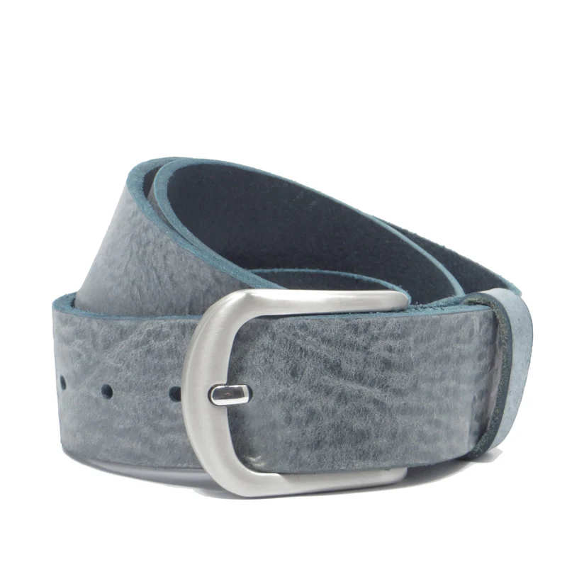 Ledergürtel 4 cm breit Jeans blau Rindsleder