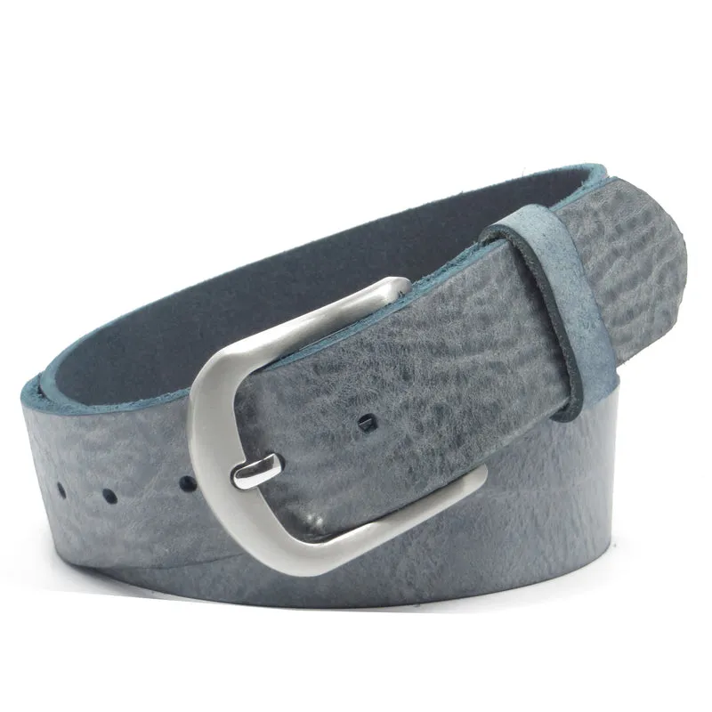 Ledergürtel 4 cm breit Jeans blau Rindsleder