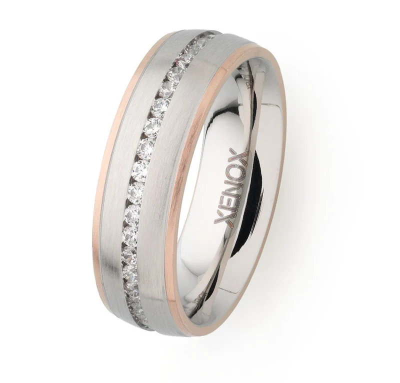 Xenox Damen Ring mit Zirkonia Größe 50 Biclor X2251/50