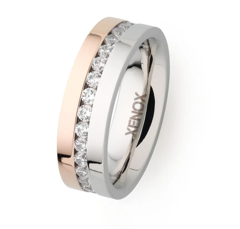 XENOX Damen Zirkonia Ring Größe 52 Bicolor X2245
