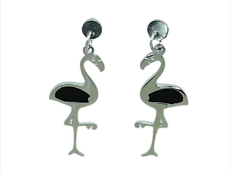 Flamingo Dance Hänge-Ohrstecker Flamingo aus Edelstahl, ca. 31 x 10 mm