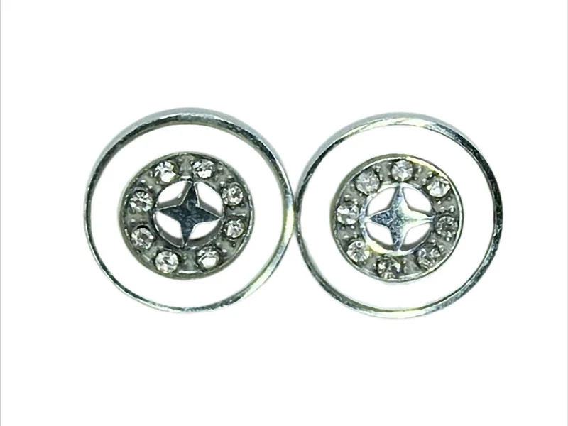 Moonlight Pearl Circle – Ohrstecker Edelstahl mit Strass & Perlmutt, Ø 13 mm