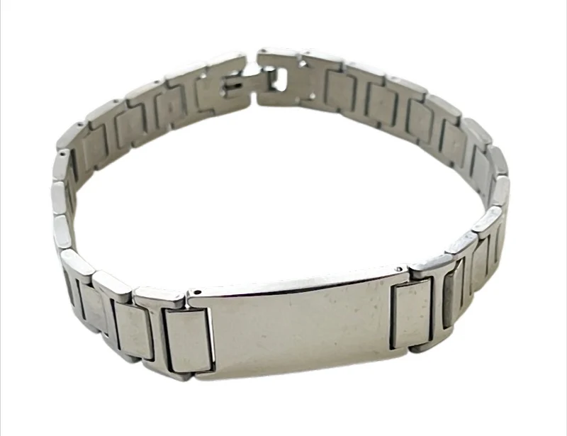 Titan Line ID Edelstahl-Armband mit Gravurplatte – 21,5 cm – 10 mm breit