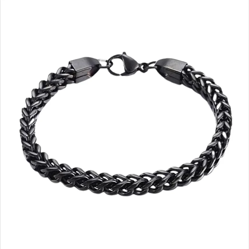 Black Royal Steel Königsketten-Armband aus Edelstahl schwarz – 21 cm – 6 × 6 mm