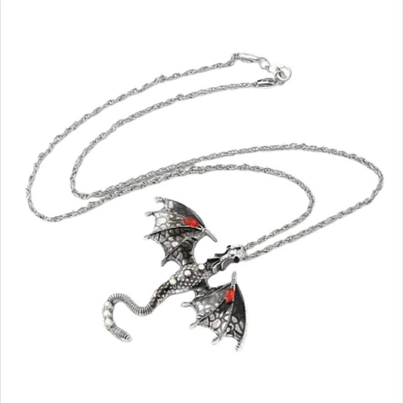 Drachenwächter Amulett Kette mit großem Drachenanhänger, 5 Farben