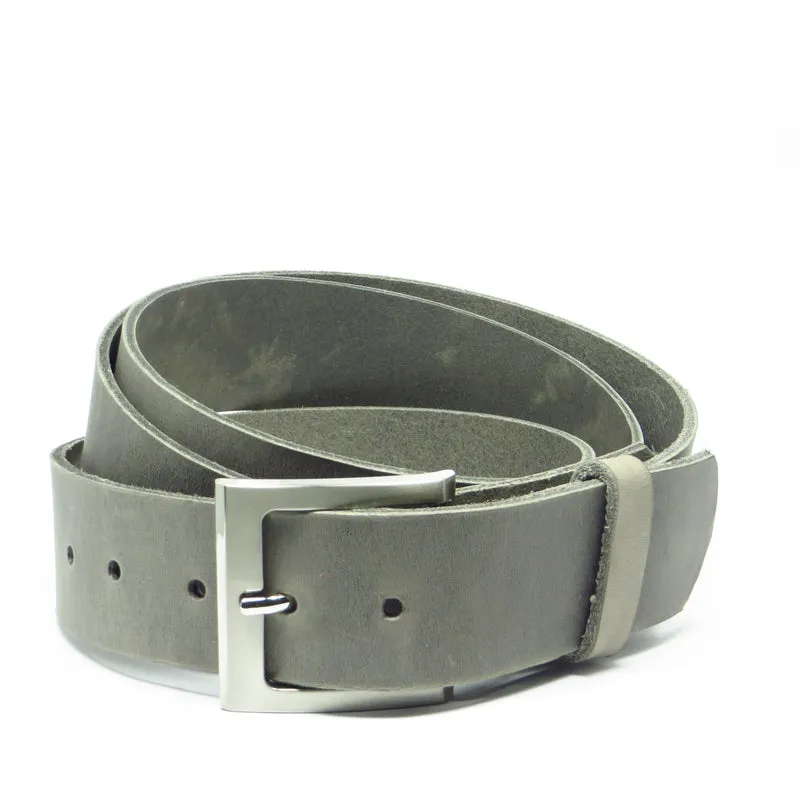 Ledergürtel 4 cm breit hellgrau Rindsleder