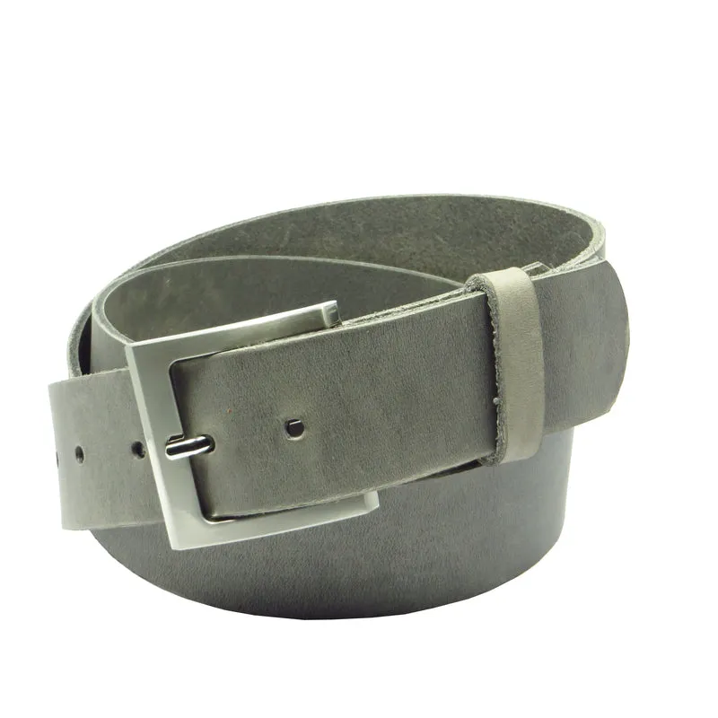 Ledergürtel 4 cm breit hellgrau Rindsleder