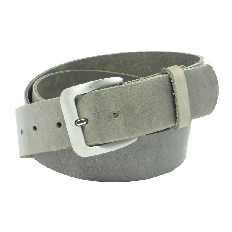 Ledergürtel 4 cm breit hellgrau Rindsleder