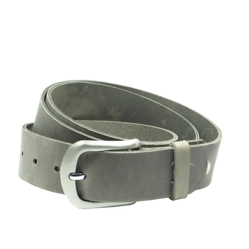 Ledergürtel 4 cm breit hellgrau Rindsleder