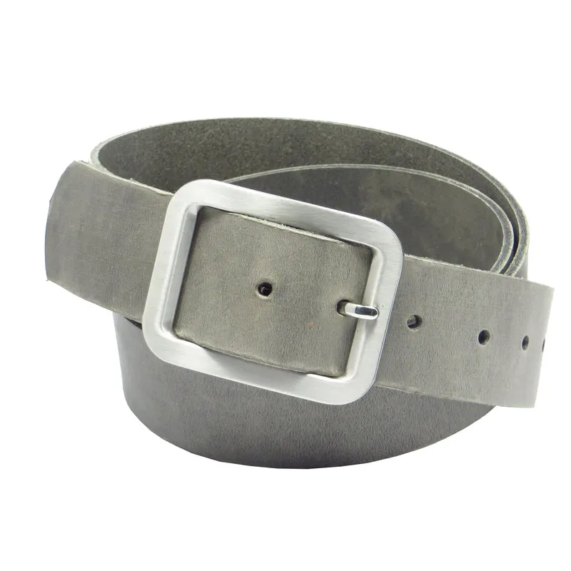 Ledergürtel 4 cm breit hellgrau Rindsleder