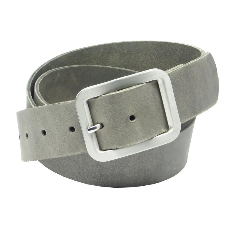 Ledergürtel 4 cm breit hellgrau Rindsleder