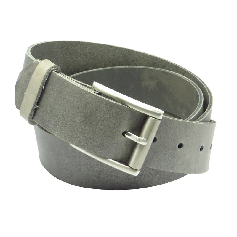 Ledergürtel 4 cm breit hellgrau Rindsleder