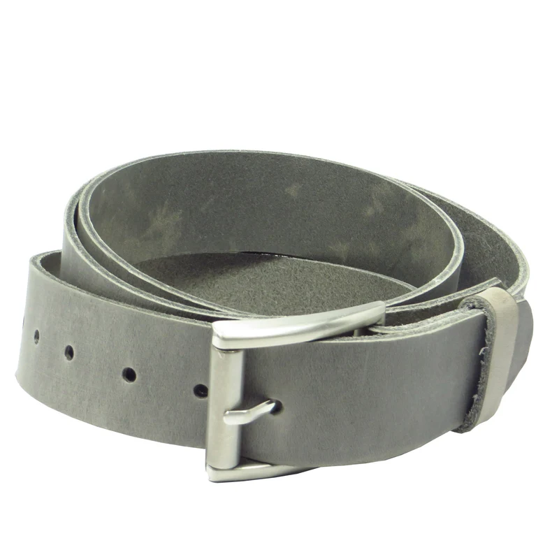 Ledergürtel 4 cm breit hellgrau Rindsleder
