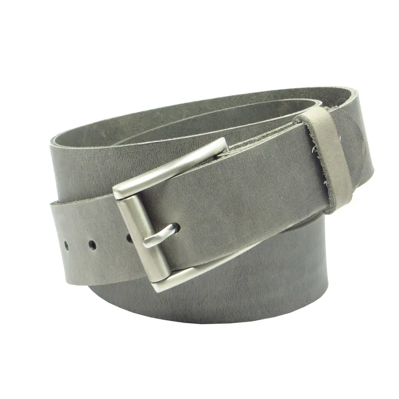 Ledergürtel 4 cm breit hellgrau Rindsleder