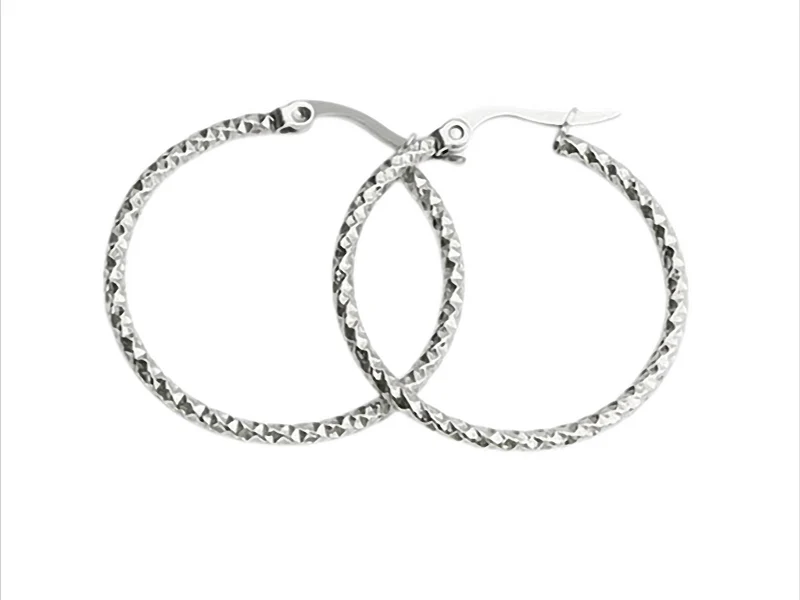 CrystalEdge Hoops Creolen aus Edelstahl, Facettenschliff Ø 15 20 25 30 40 50