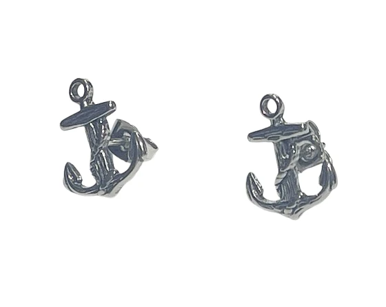 Nautic Spirit Studs Ohrstecker Ankeraus Edelstahl – ca. 12 × 15 mm