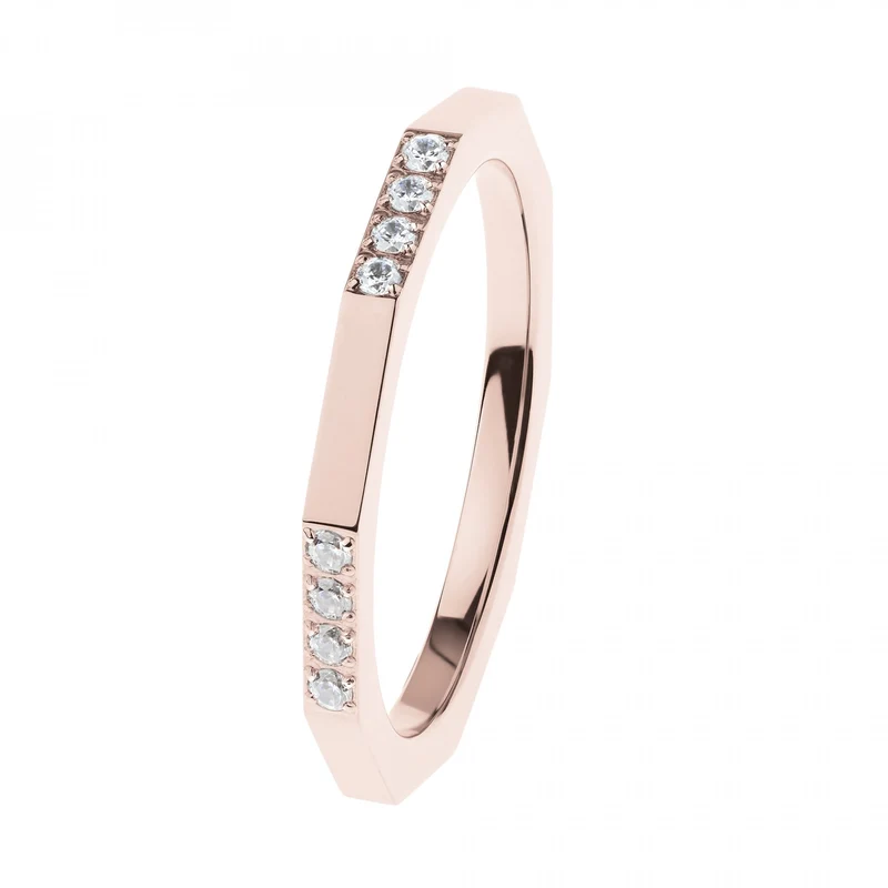 Ernstes design Damen Ring mit Zirkonia Reihen Größe 54 Rosegold R592.54