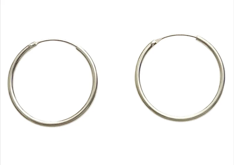 Silver Classic Hoops Creolen 925 Sterling Silber – 2 mm Stärke, Ø 8 bis 70 mm