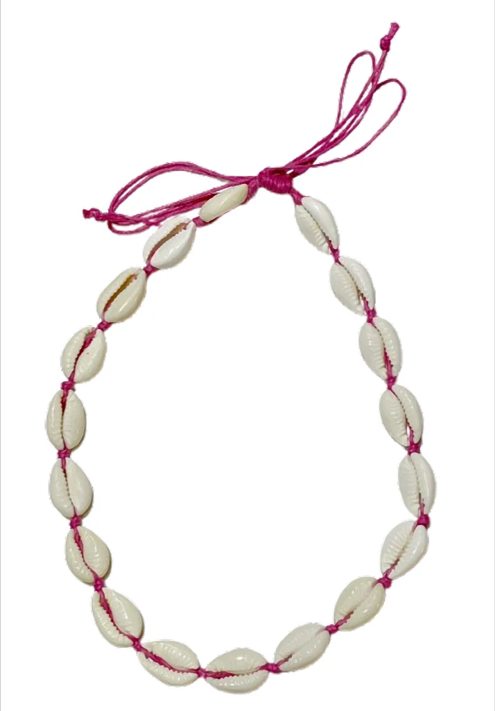 Ocean Spirit Shells Muschelkette Kauri Muscheln auf Wachsband Schwarz Blau Pink