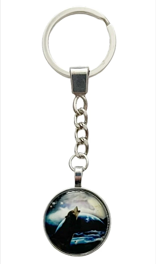 Moon Wolf Collection Schlüsselanhänger Wolf Motiv – 5 Varianten – Ø 26 mm – Läng