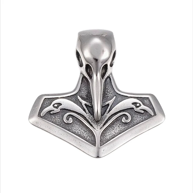 Raben-Mjölnir Edelstahl Kettenanhänger 34 x 33,5 x 8 mm, Bohrung 4 mm