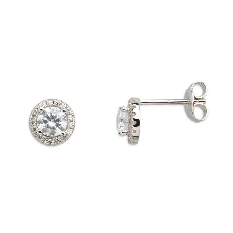 Damen-Ohrstecker Silver Circle Halo XS7365