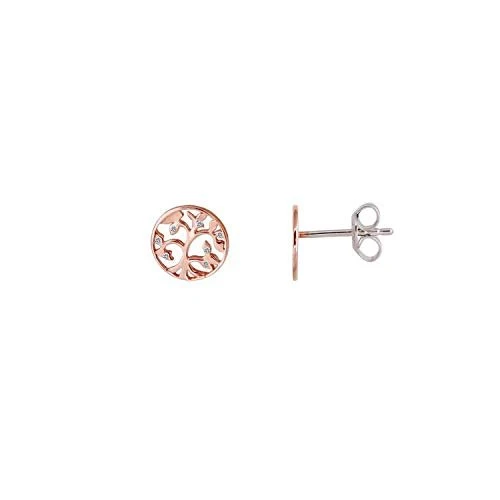 Ohrstecker - Silber - Lebensbaum - Zirkonia - rosé